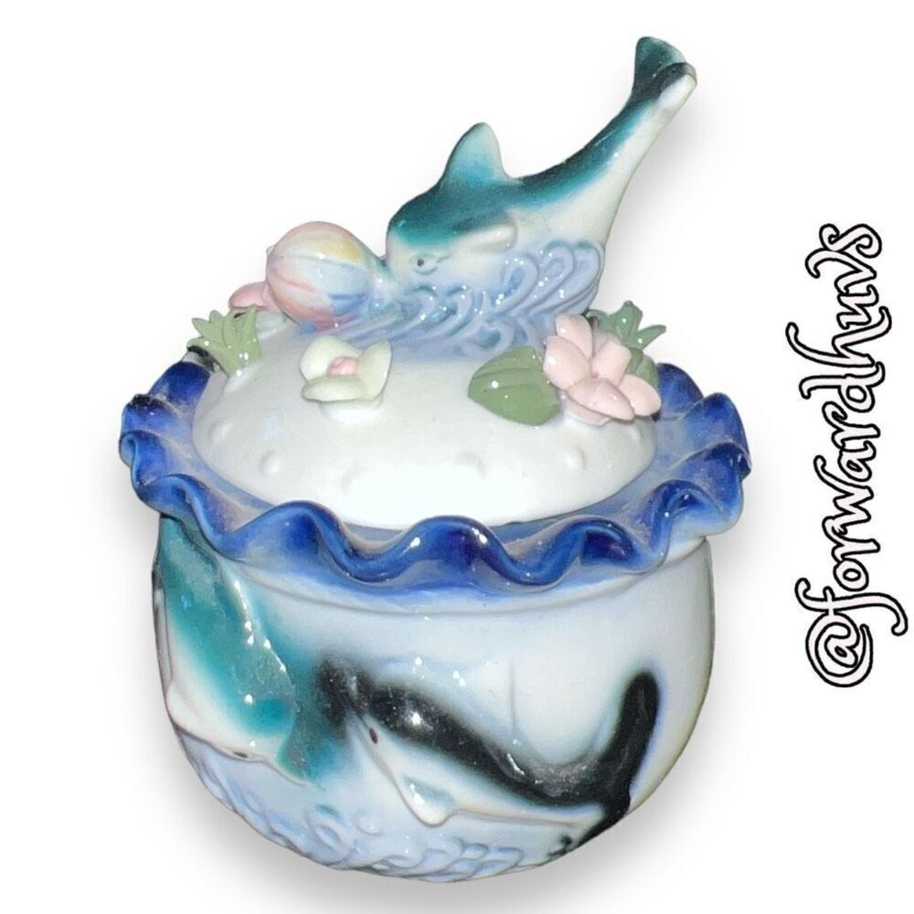 Ceramic Dolphin Trinket Box | No Damage | EUC
